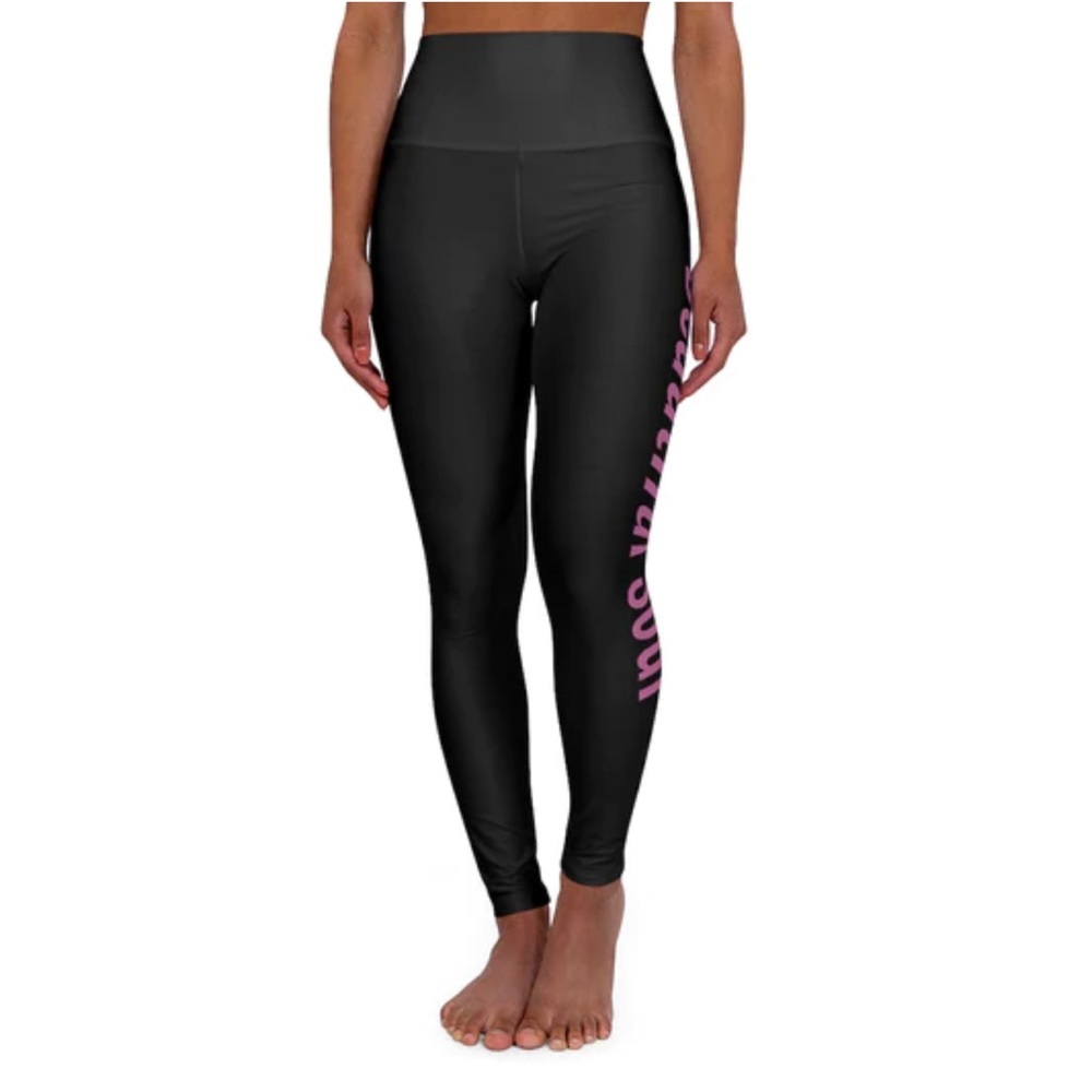 GOLDSHEEP Black Pink Live Out Loud Letter Graphic Leggings Size XS
